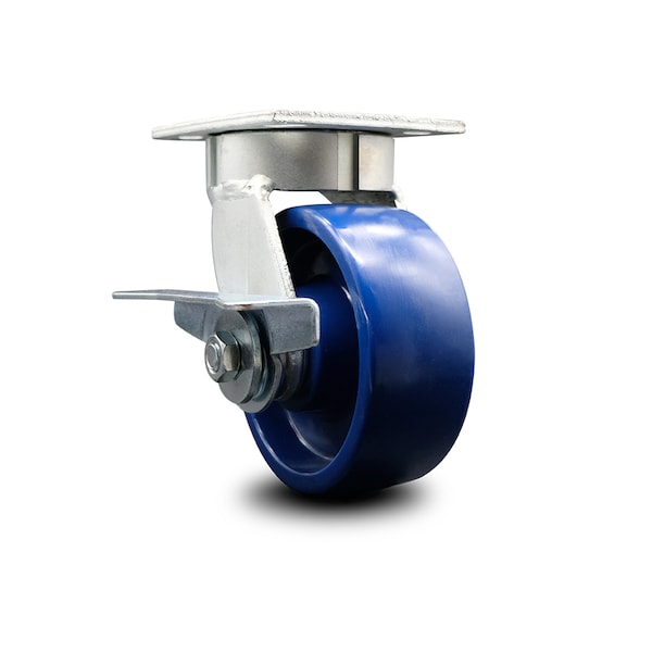 5 Inch Kingpinless Solid Poly Wheel Swivel Caster with Brake